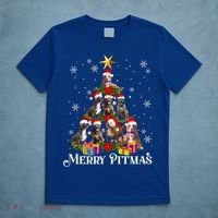 Merry Pitmas Pitbull Dog Ugly Christmas Sweater Tree Dogs Cute Gift T-Shirt thumb 5