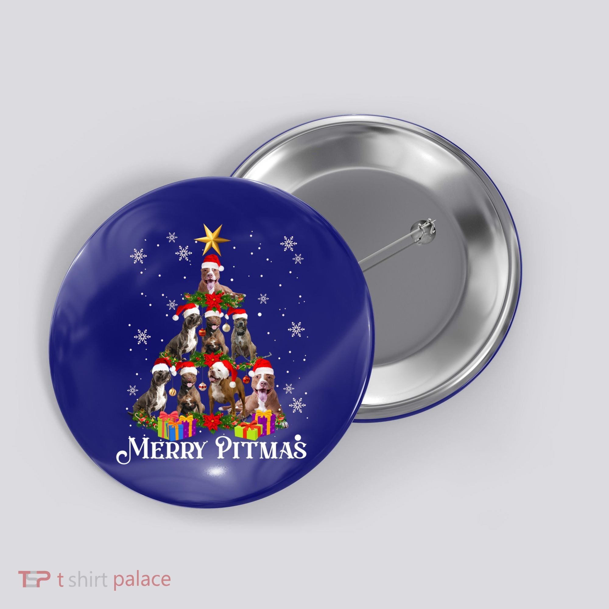 Merry Pitmas Pitbull Dog Ugly Christmas Sweater Tree Dogs Cute Gift Button