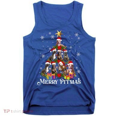 Merry Pitmas Pitbull Dog Ugly Christmas Sweater Tree Dogs Cute Gift Tank Top