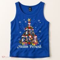 Merry Pitmas Pitbull Dog Ugly Christmas Sweater Tree Dogs Cute Gift Tank Top thumb 2