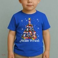 Merry Pitmas Pitbull Dog Ugly Christmas Sweater Tree Dogs Cute Gift Toddler T-Shirt thumb 2