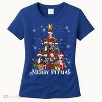 Merry Pitmas Pitbull Dog Ugly Christmas Sweater Tree Dogs Cute Gift Women's T-Shirt thumb 0