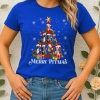 Merry Pitmas Pitbull Dog Ugly Christmas Sweater Tree Dogs Cute Gift Women's T-Shirt thumb 2