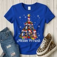 Merry Pitmas Pitbull Dog Ugly Christmas Sweater Tree Dogs Cute Gift Women's T-Shirt thumb 3