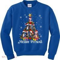 Merry Pitmas Pitbull Dog Ugly Christmas Sweater Tree Dogs Cute Gift Kids Sweatshirt thumb 0