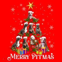 Merry Pitmas Pitbull Dog Ugly Christmas Sweater Tree Dogs Cute Gift Santa Hat thumb 1