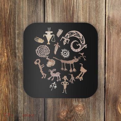 Multiple Petroglyphs! Rock Carvings. Coaster
