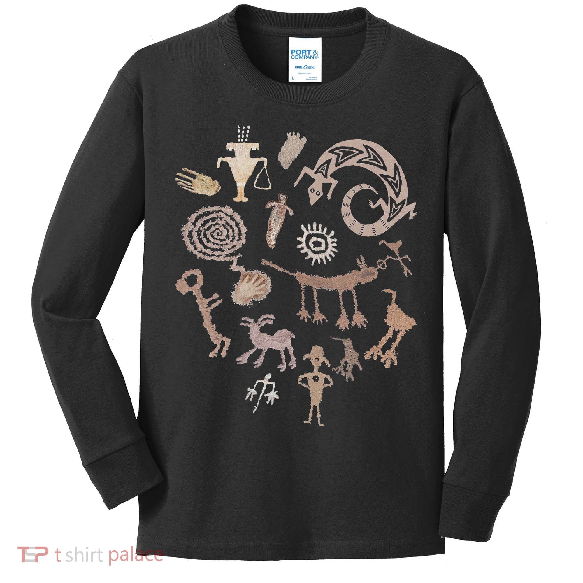 Multiple Petroglyphs! Rock Carvings. Kids Long Sleeve Shirt