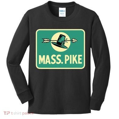Mass Pike Road Sign Massachusetts Turnpike Route 90 Kids Long Sleeve Shirt