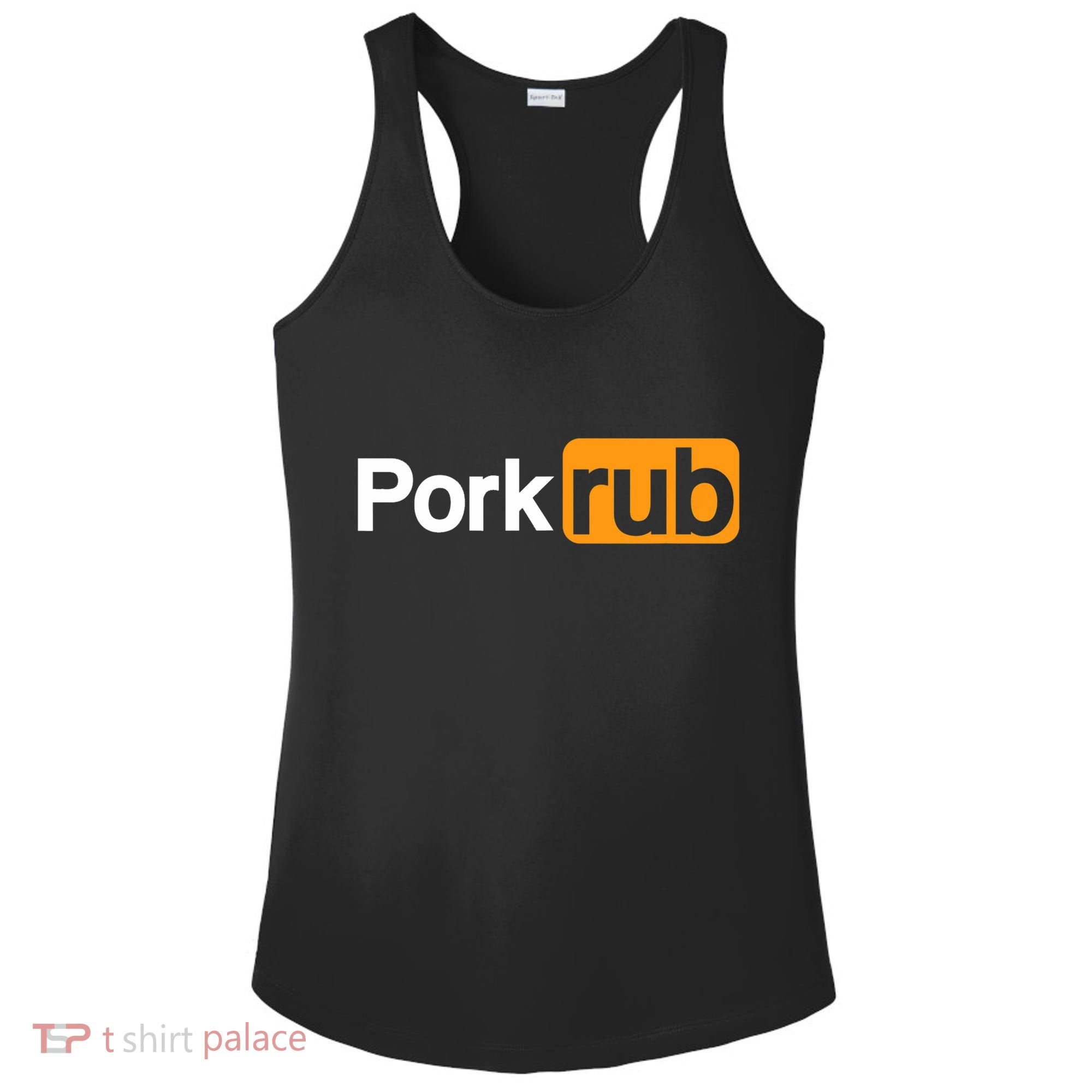 Mens Pork Rub TShirt | Funny BBQ Shirt | Barbecue TShirt Ladies PosiCharge Competitor Racerback Tank