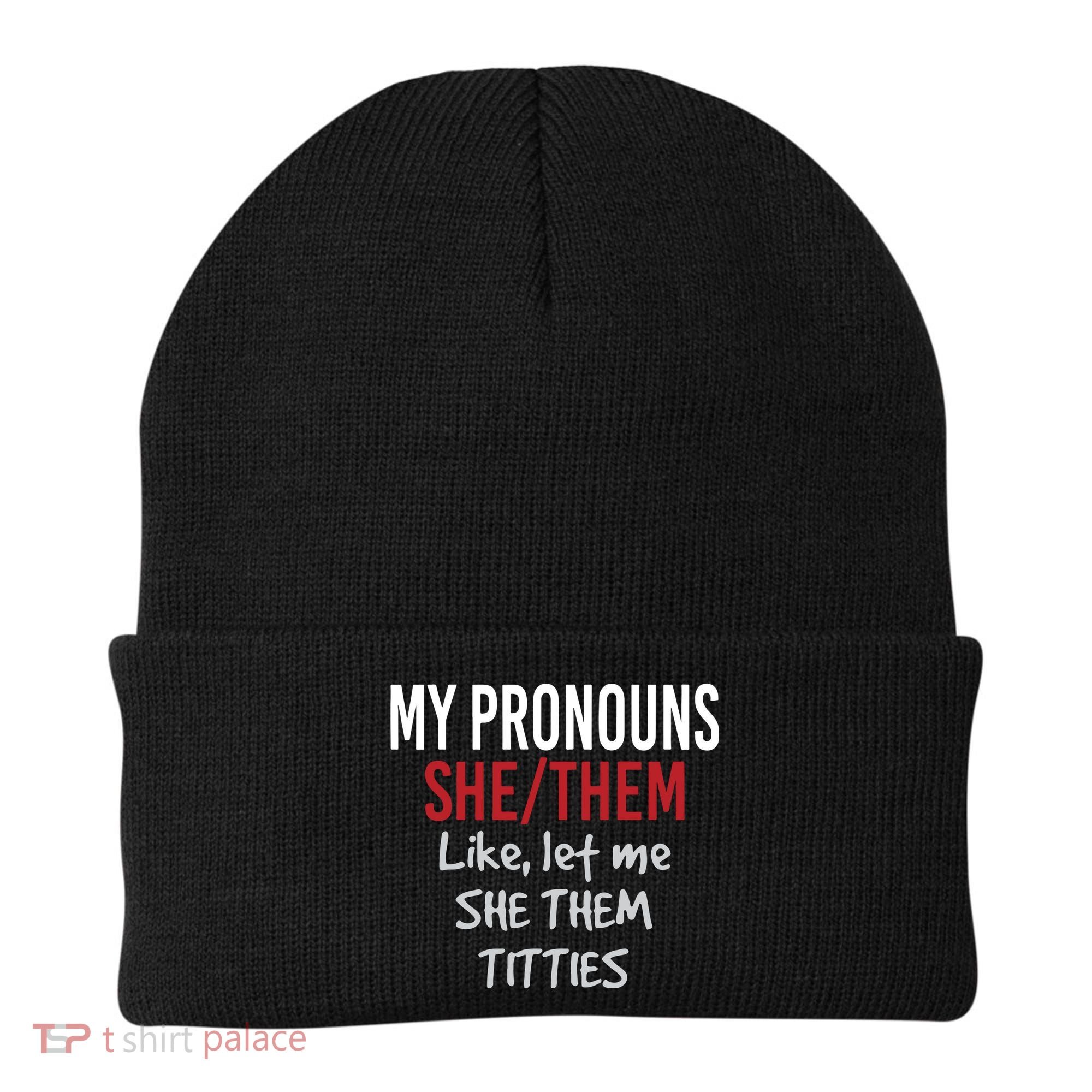 My Pronouns She Them Like Let Me She Them Titties Beanie