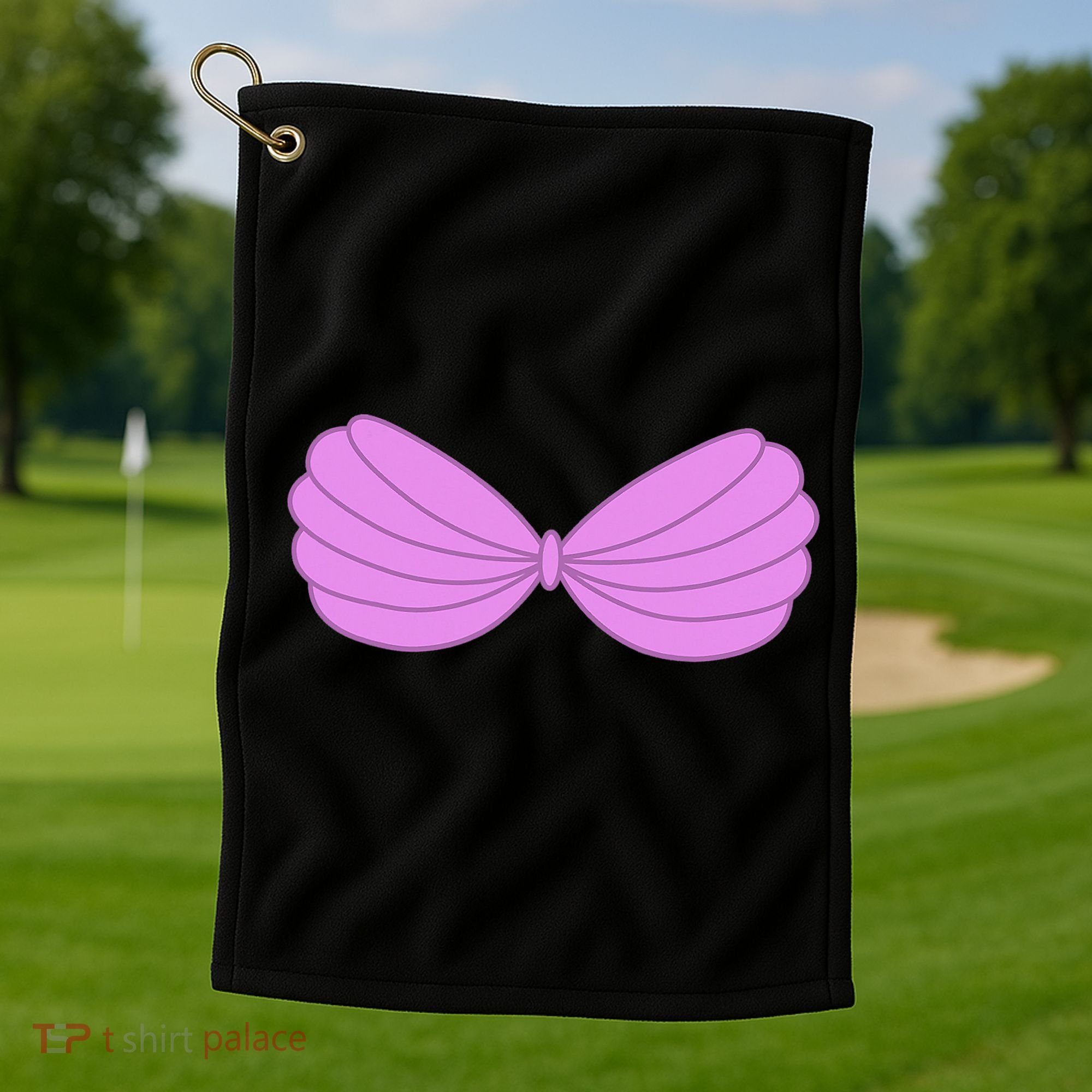 Mermaid Purple Seashell Bra Summer Funny Halloween Golf Towel