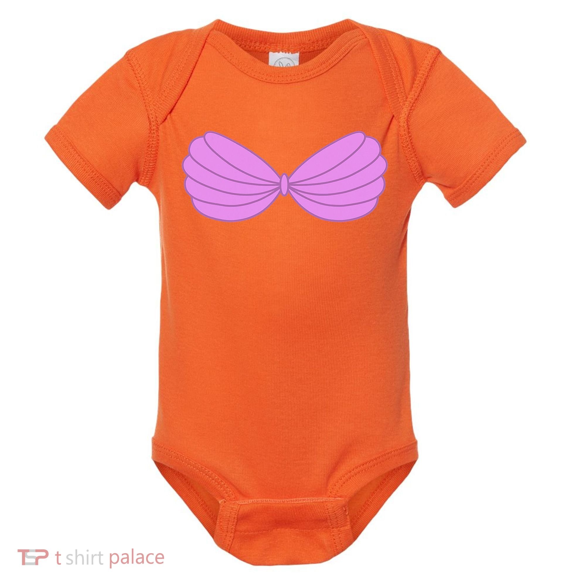 Mermaid Purple Seashell Bra Summer Funny Halloween Baby Bodysuit