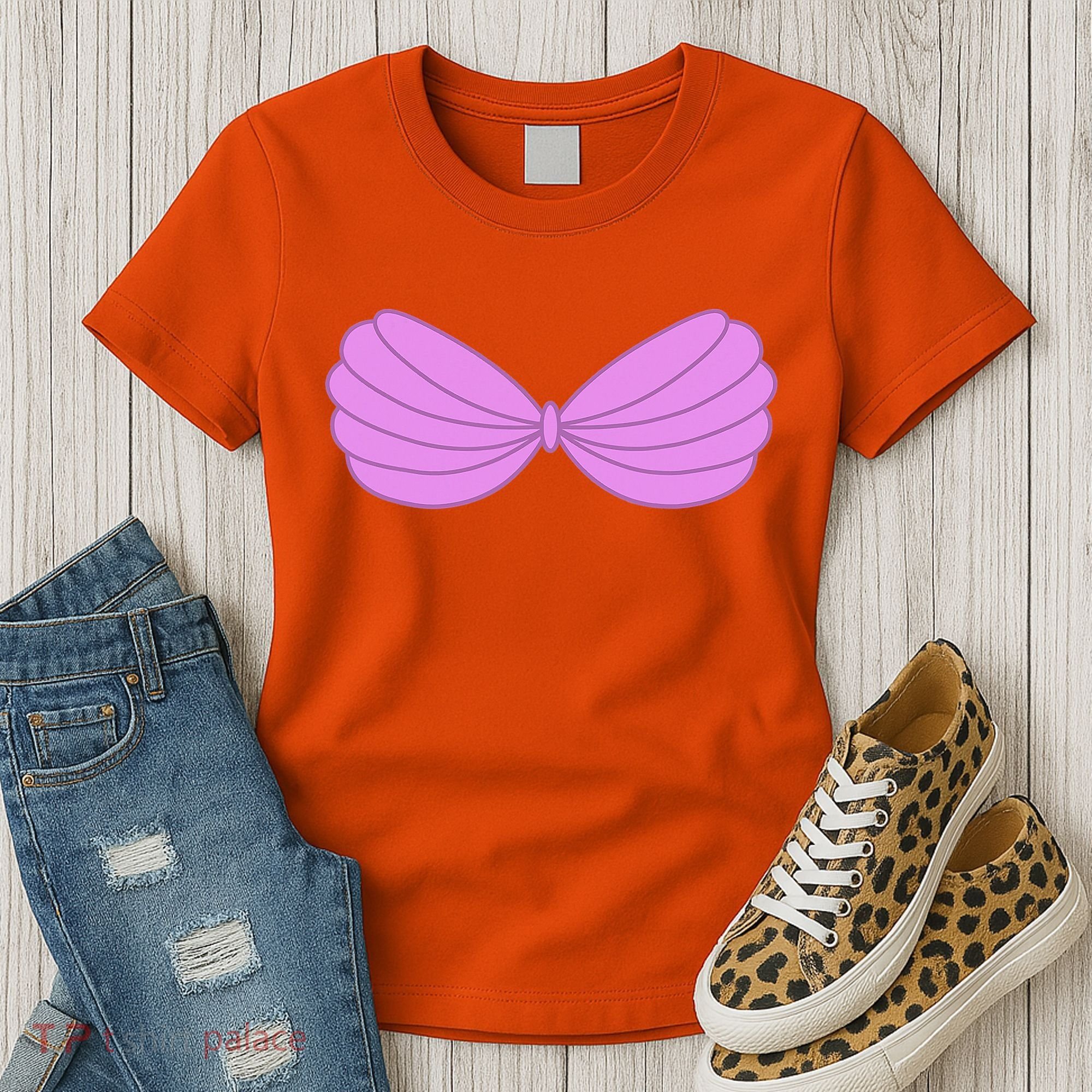 Mermaid Purple Seashell Bra Summer Funny Halloween Women's T-Shirt