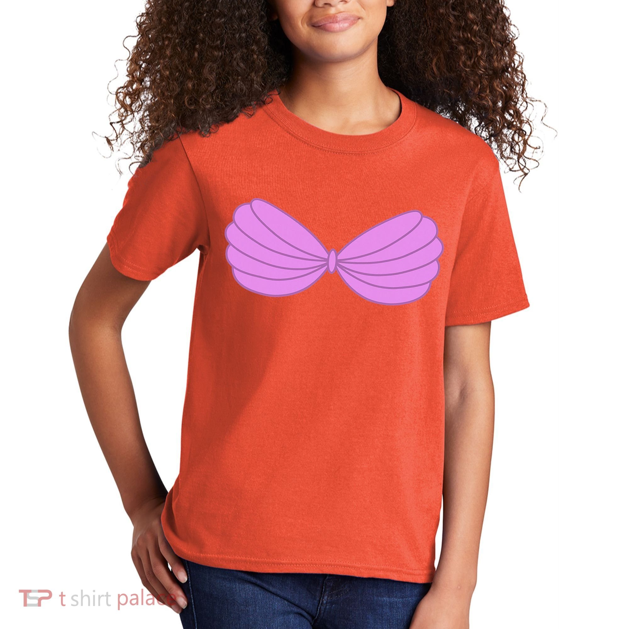 Mermaid Purple Seashell Bra Summer Funny Halloween Kids T-Shirt