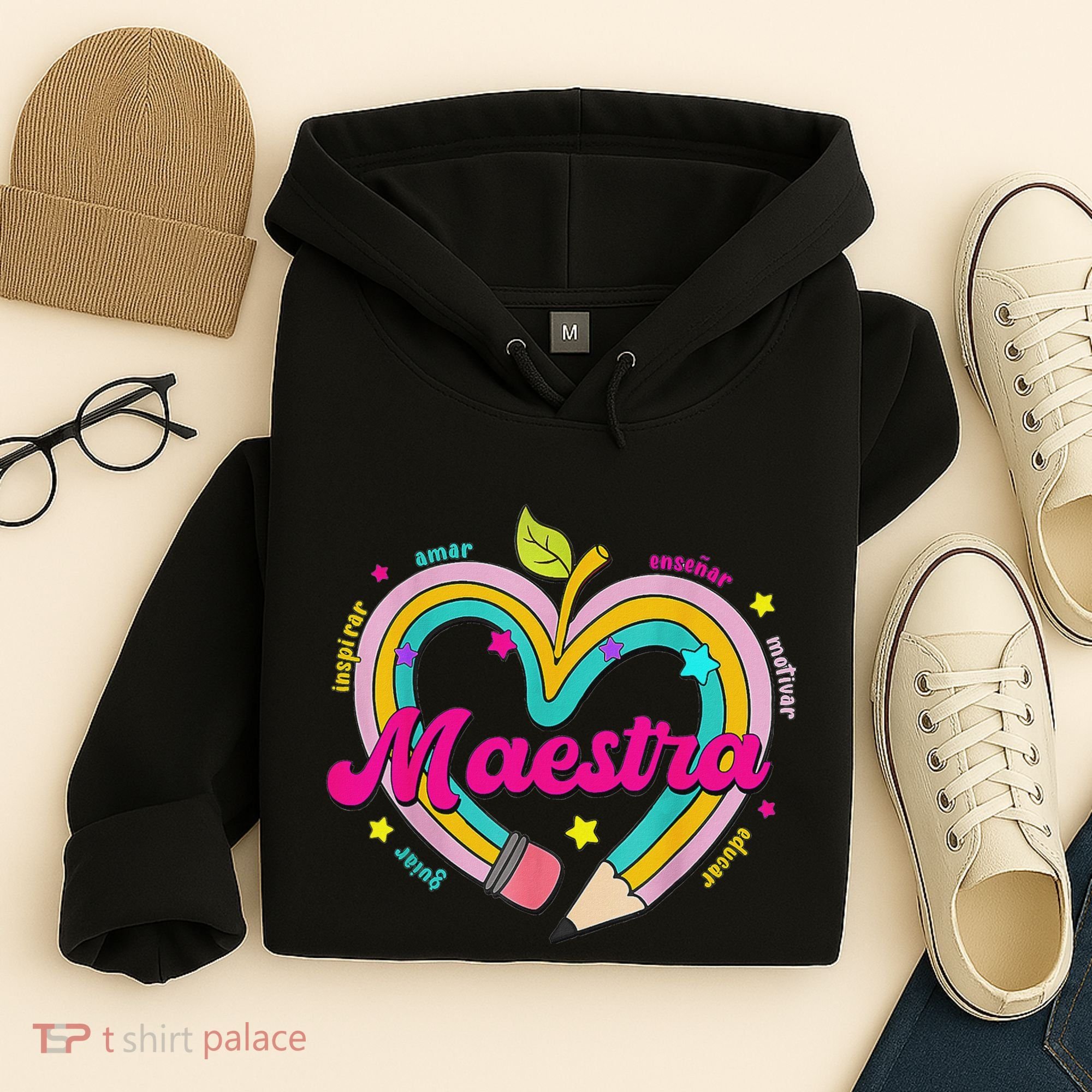Maestra Pencil Spanish Teacher Bilingual Back To School Hoodie