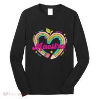 Maestra Pencil Spanish Teacher Bilingual Back To School Long Sleeve Shirt thumb 0
