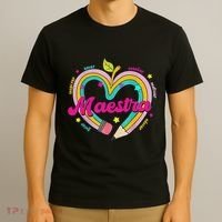 Maestra Pencil Spanish Teacher Bilingual Back To School T-Shirt thumb 3