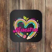 Maestra Pencil Spanish Teacher Bilingual Back To School Coaster thumb 0