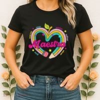 Maestra Pencil Spanish Teacher Bilingual Back To School Women's T-Shirt thumb 2
