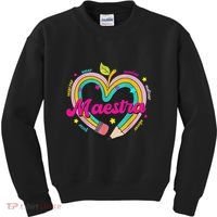 Maestra Pencil Spanish Teacher Bilingual Back To School Kids Sweatshirt thumb 0