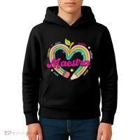 Maestra Pencil Spanish Teacher Bilingual Back To School Kids Hoodie thumb 4