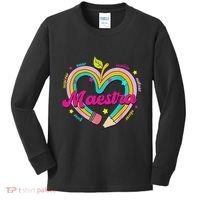 Maestra Pencil Spanish Teacher Bilingual Back To School Kids Long Sleeve Shirt thumb 0