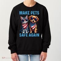 Make Pets Safe Again Funny Donald Trump They Are Eating The Dogs Women's Sweatshirt thumb 0
