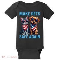 Make Pets Safe Again Funny Donald Trump They Are Eating The Dogs Baby Bodysuit thumb 0