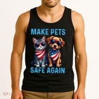 Make Pets Safe Again Funny Donald Trump They Are Eating The Dogs Tank Top thumb 3