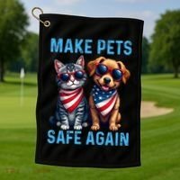 Make Pets Safe Again Funny Donald Trump They Are Eating The Dogs Golf Towel thumb 1