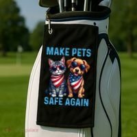 Make Pets Safe Again Funny Donald Trump They Are Eating The Dogs Golf Towel thumb 2