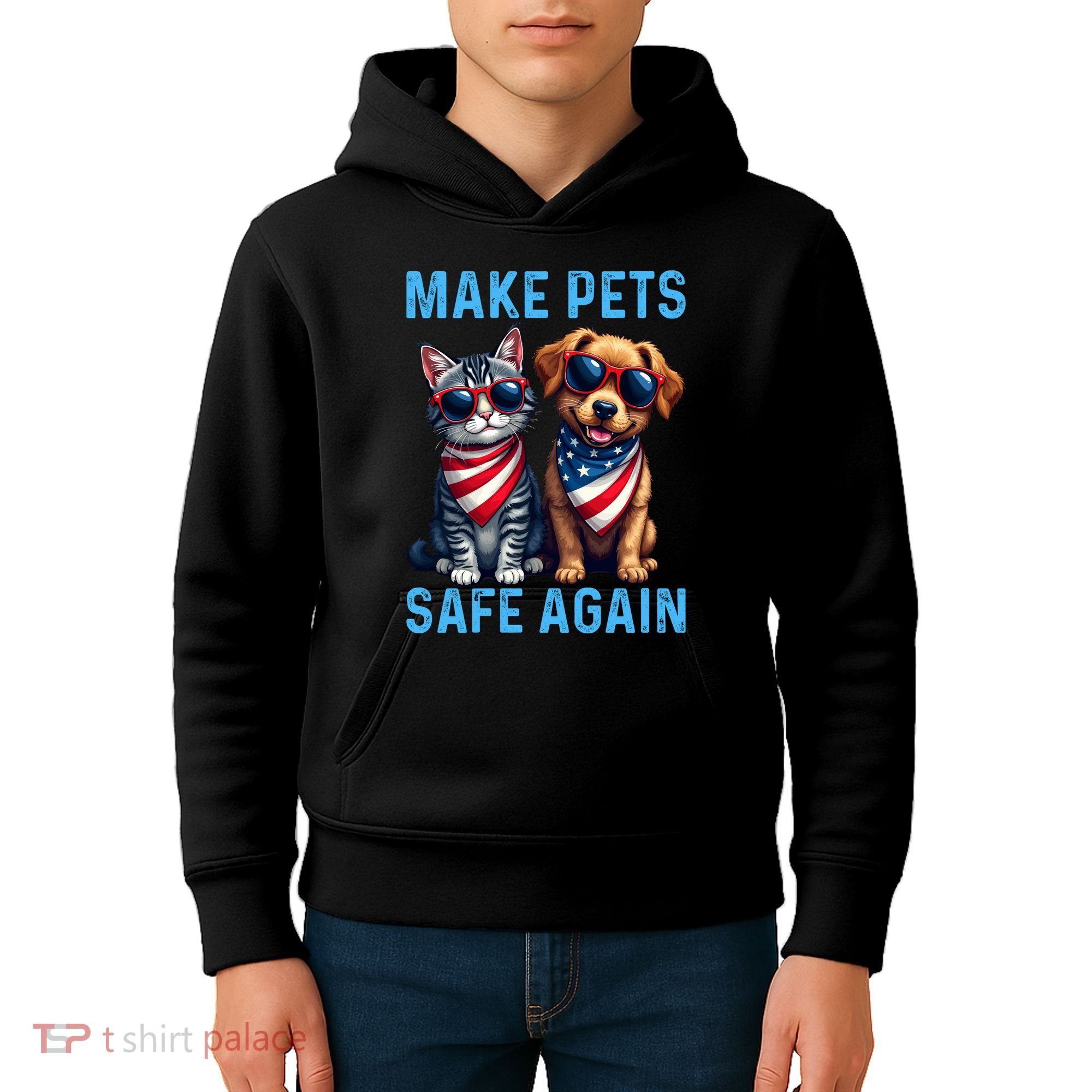 Make Pets Safe Again Funny Donald Trump They Are Eating The Dogs Kids Hoodie