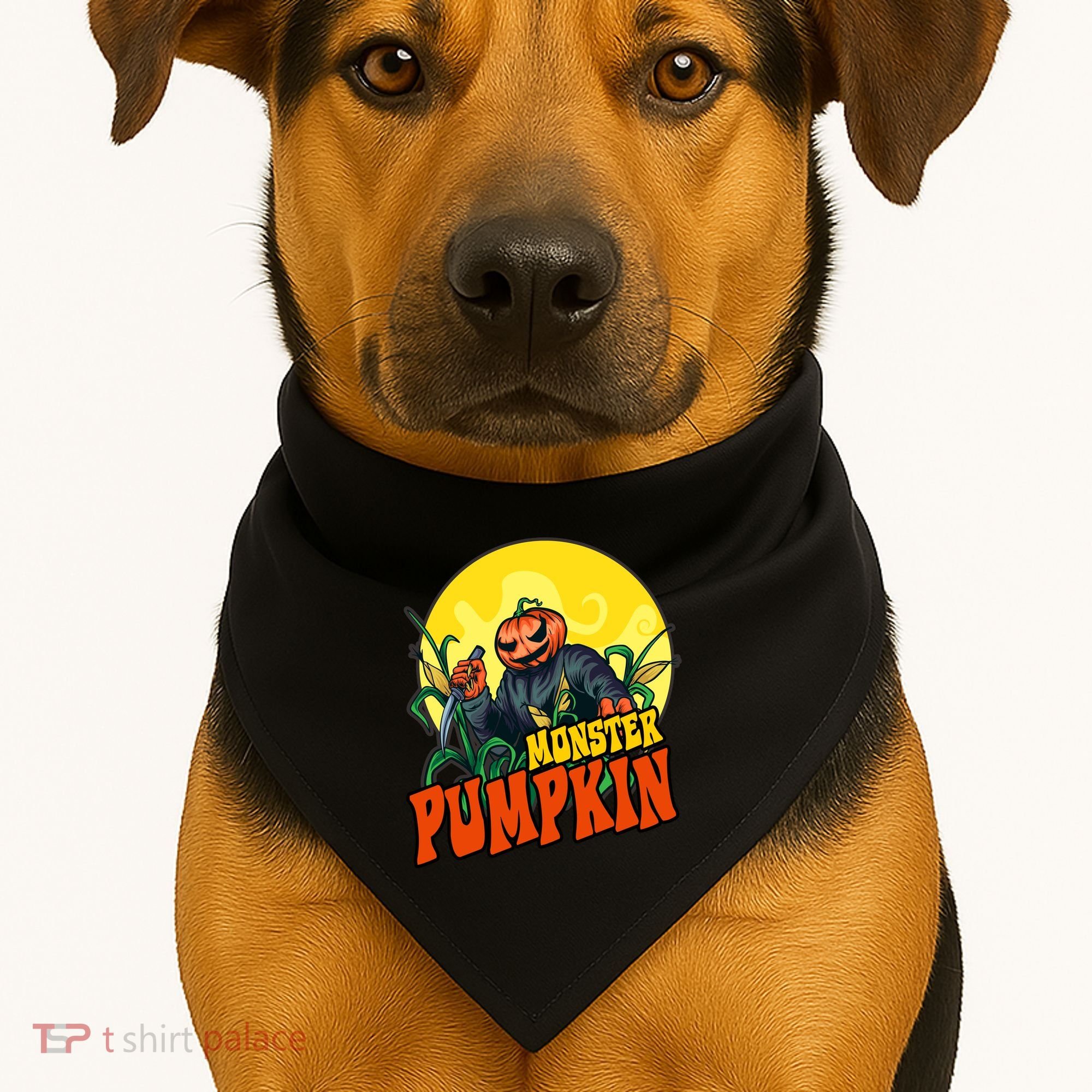Monster Pumpkin Spooky Halloween USA-Made Doggie Bandana