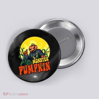Monster Pumpkin Spooky Halloween Button