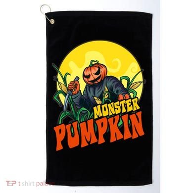 Monster Pumpkin Spooky Halloween Golf Towel