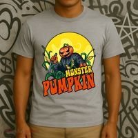 Monster Pumpkin Spooky Halloween T-Shirt thumb 3