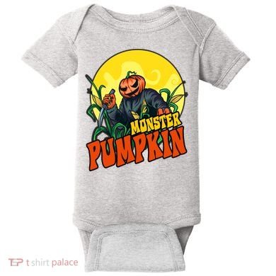 Monster Pumpkin Spooky Halloween Baby Bodysuit