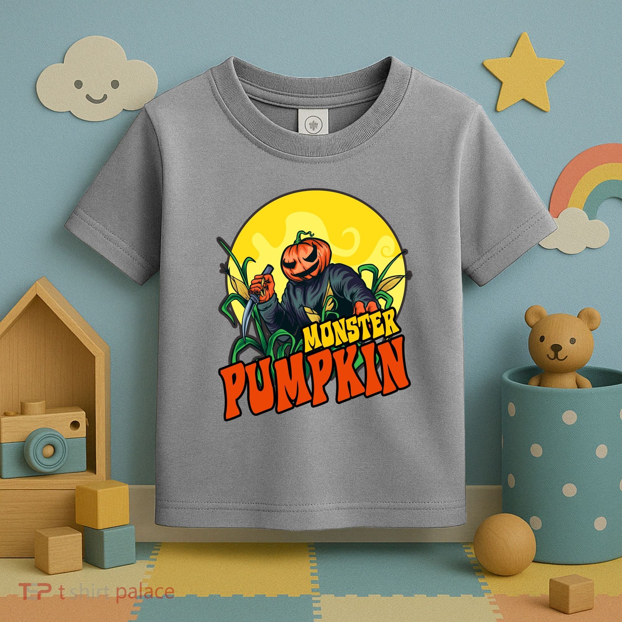 Monster Pumpkin Spooky Halloween Toddler T-Shirt