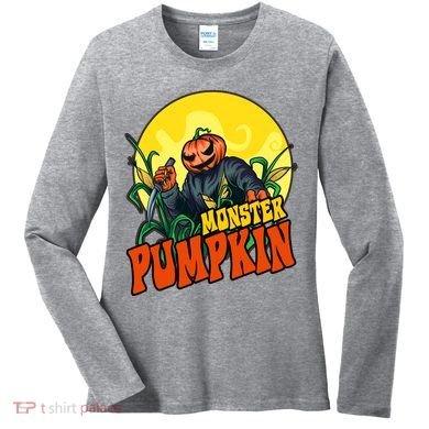 Monster Pumpkin Spooky Halloween Women's Long Sleeve Shirt