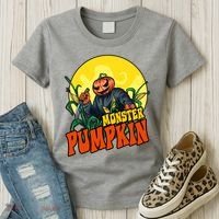 Monster Pumpkin Spooky Halloween Women's T-Shirt thumb 3