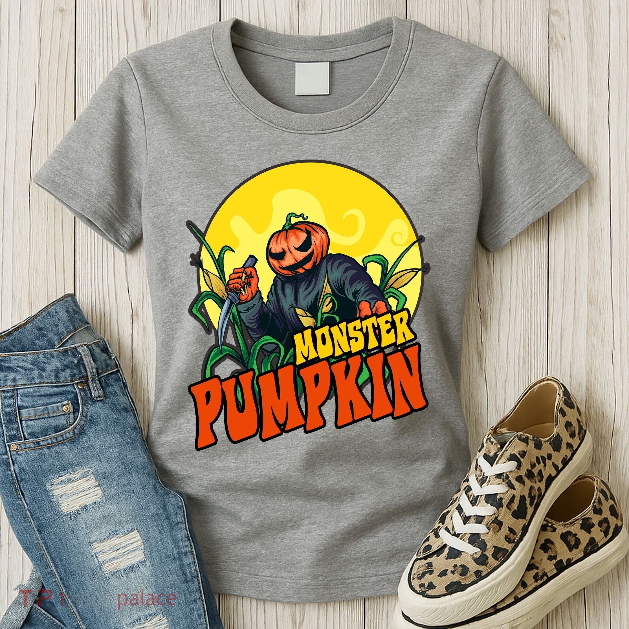 Monster Pumpkin Spooky Halloween Women's T-Shirt