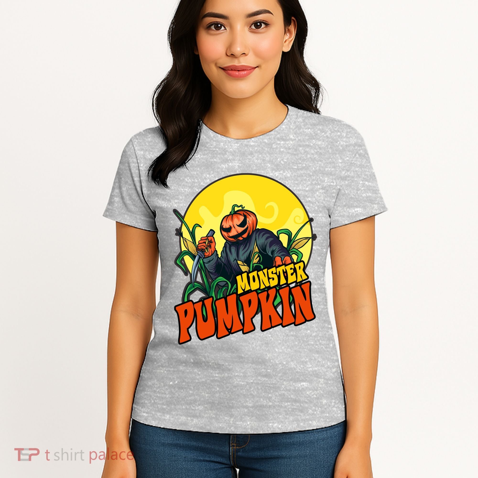 Monster Pumpkin Spooky Halloween Women's T-Shirt