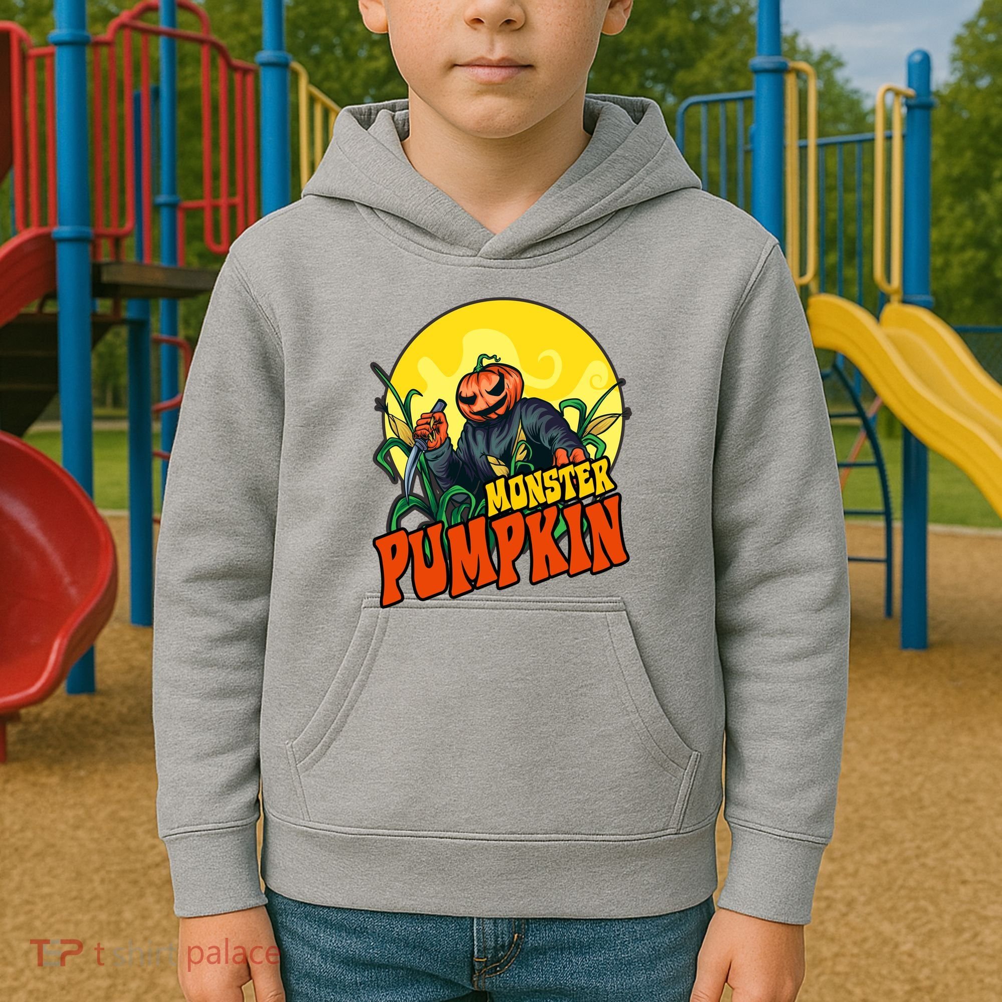 Monster Pumpkin Spooky Halloween Kids Hoodie