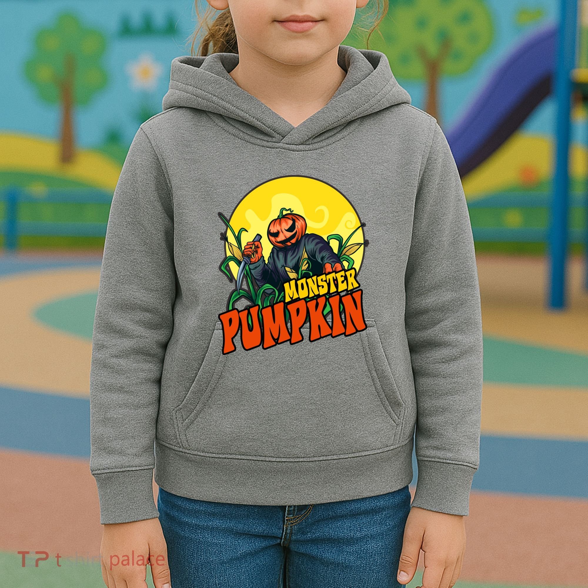 Monster Pumpkin Spooky Halloween Kids Hoodie