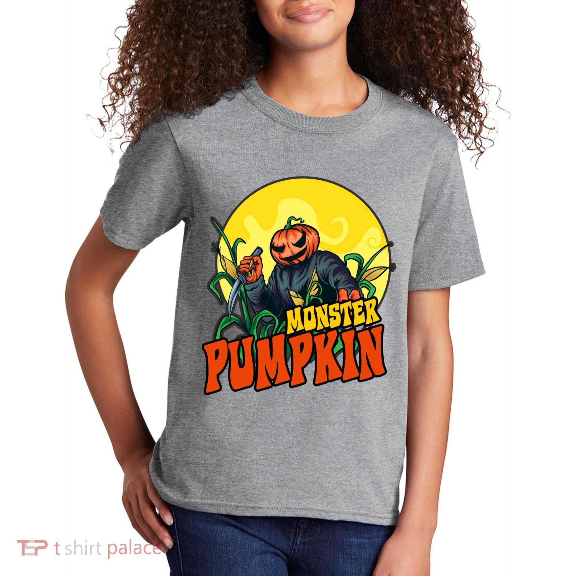 Monster Pumpkin Spooky Halloween Kids T-Shirt