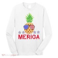 Merica Pineapple Shade Stars And Stripes Funny 4th Of July USA Long Sleeve Shirt thumb 0