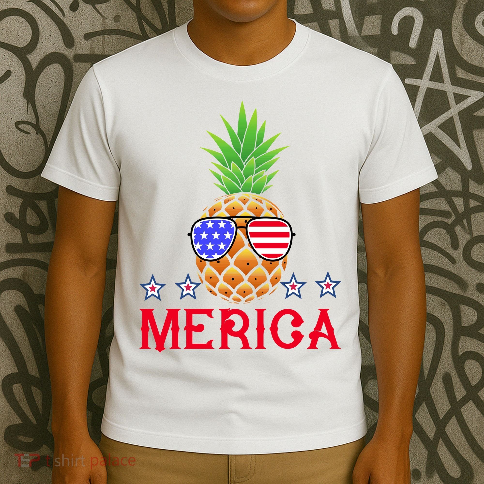 Merica Pineapple Shade Stars And Stripes Funny 4th Of July USA T-Shirt