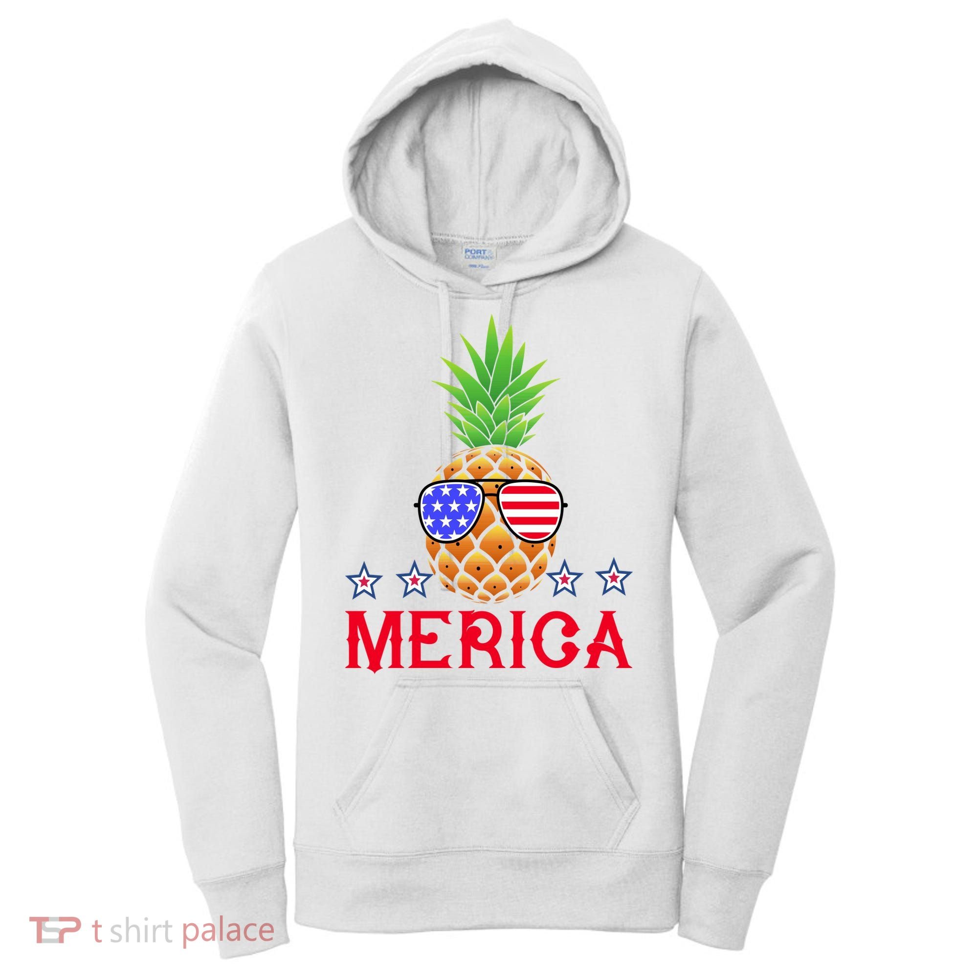 Merica Pineapple Shade Stars And Stripes Funny 4th Of July USA Women's Hoodie