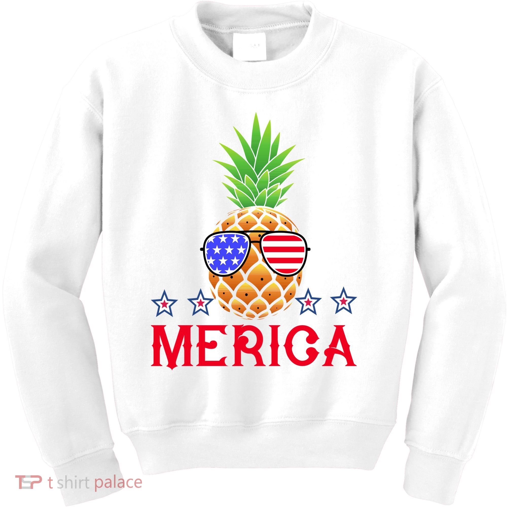 Merica Pineapple Shade Stars And Stripes Funny 4th Of July USA Kids Sweatshirt